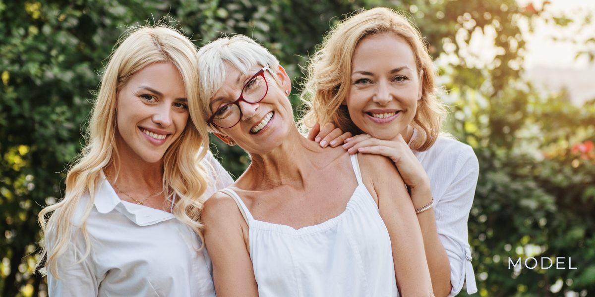 Stock models portray 3 generations of a family | emmett plastic surgery